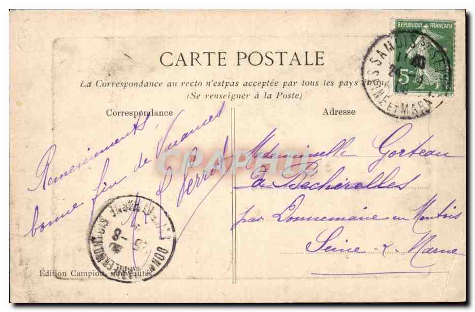 Foret de Fontainebleau Rocher d'Avons - CPA  — Verso
