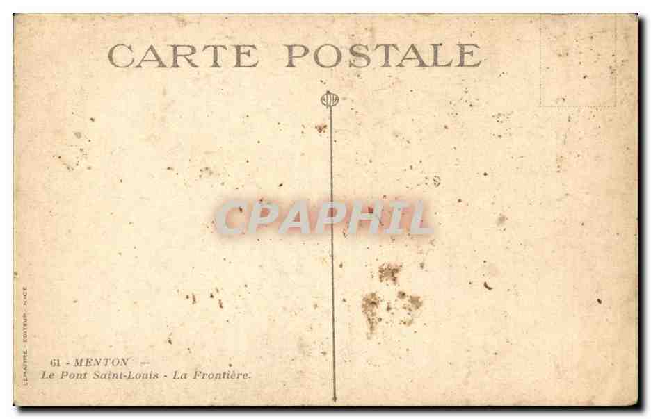 Menton - Le Pont Saint Louis - CPA  — Rückseite
