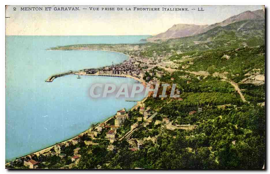 Menton et Garavan - Vue Prise de la Frontiere Italienne- CPA 