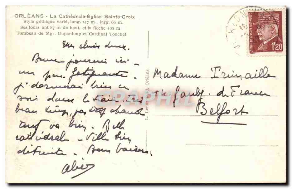 Orleans - la Cathedrale Eglise Style Gothique Varie- CPA  — Verso