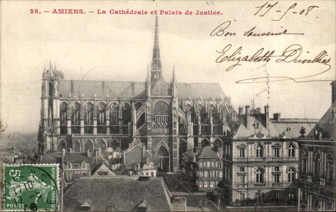 Amiens La Cathedrale et Palais de Justice CPA 