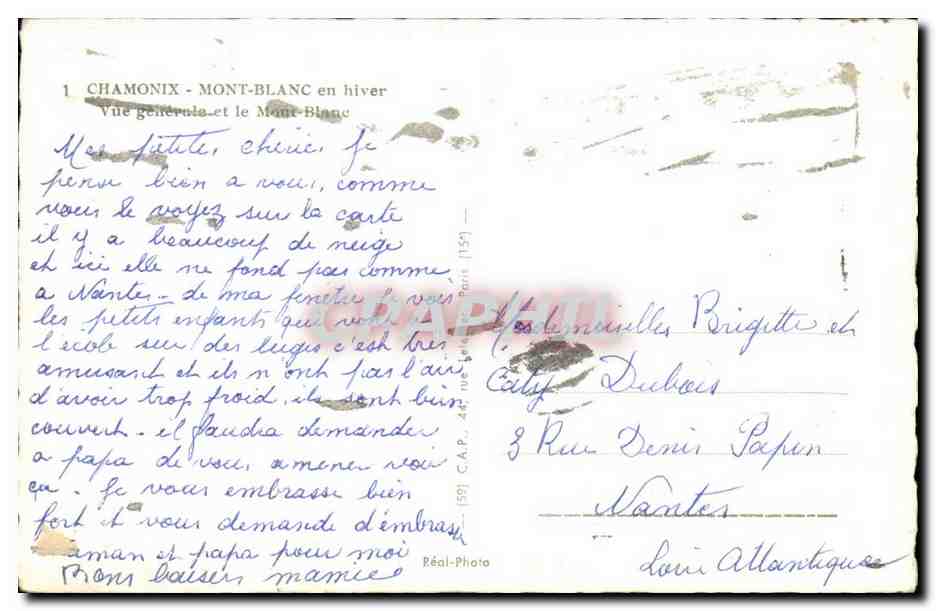 Chamonix - Mont Blanc en hiver Vue Generale - CPA  — Verso