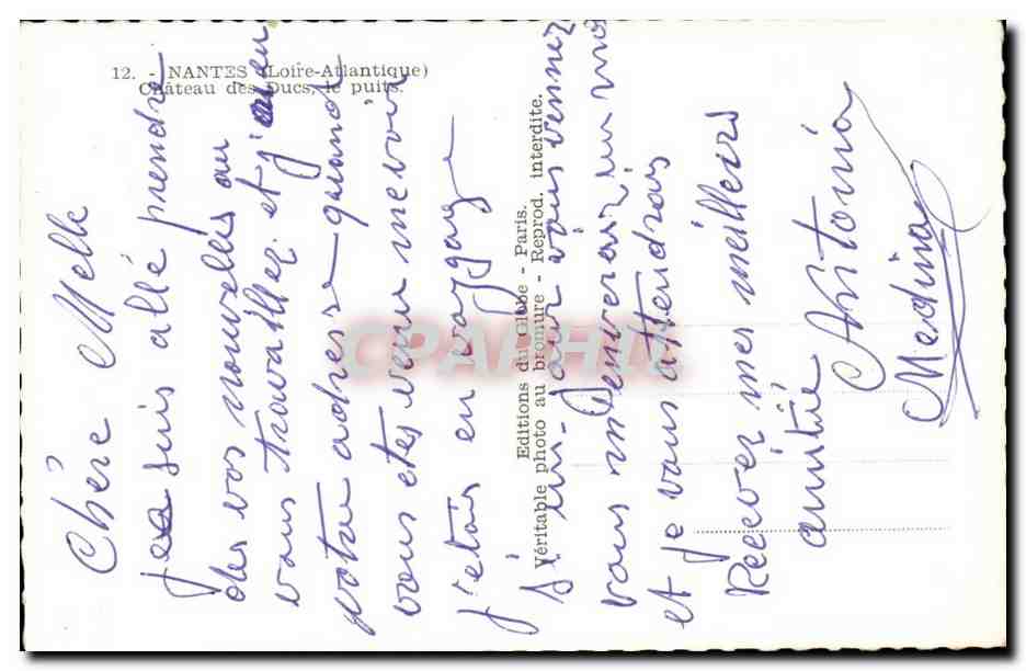 Nantes - Chateau de Ducs et Puits - CPA  — Verso