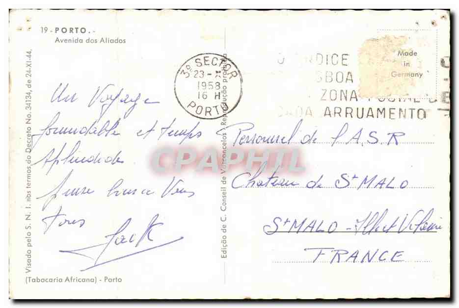 Espagne - Spain - Porto - Avenida dos Aliados Tabacaria Africano - CPA  — Back