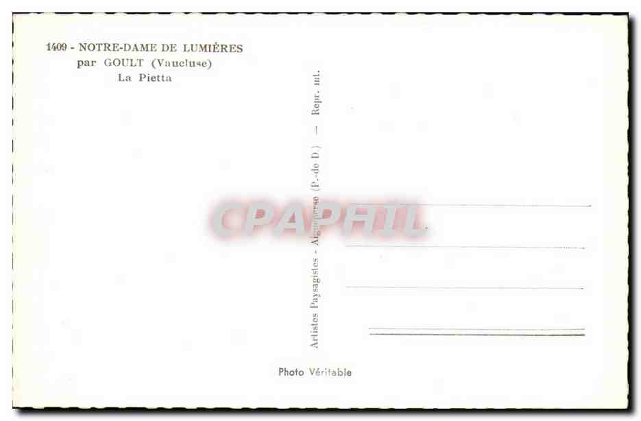 Vaucluse - Notre Dame de Lumieres par Goult La PIETTA - CPA  — Rückseite