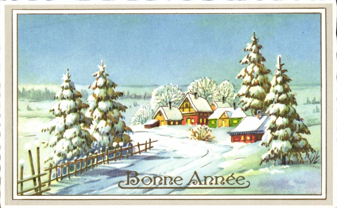Fantaisie - Bonnee Annee - Sous la Neige - Winter Scene - CPA 