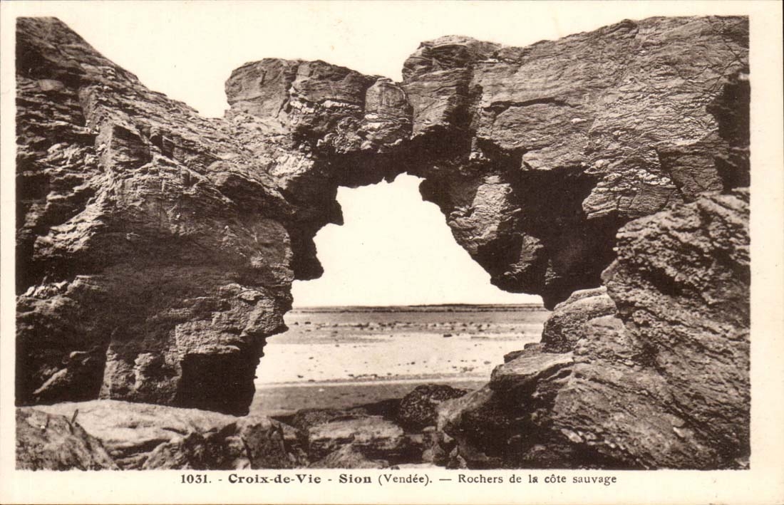 Croix-de-Vie - Sion (Vendée) — Rochers de la côte sauvage — Phototypie Jehly-Pouphe