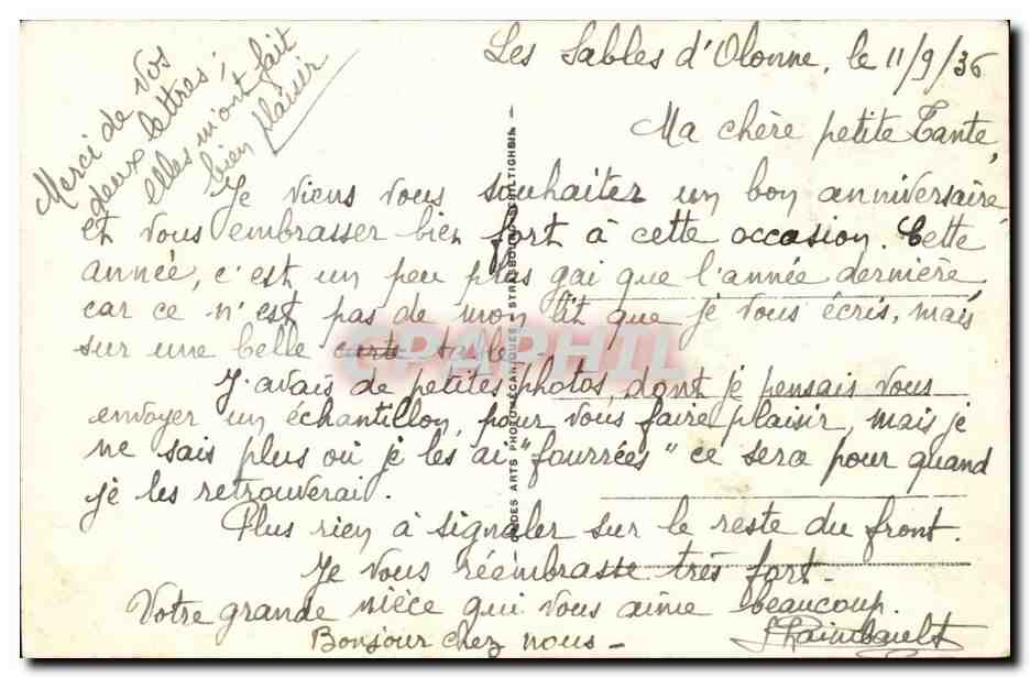 Les Sables d'Olonne - Ruines de l'Abbaye de St Jean d'Orbestier5 - CPA  — Back