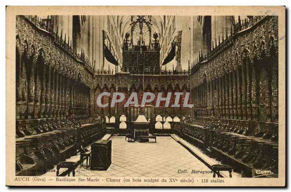 Auch (Gers) — Basilika Ste-Marie — Chor (Holzschnitzereien des 15. Jahrhunderts) - 115 Bänke — Coll. Maragon
