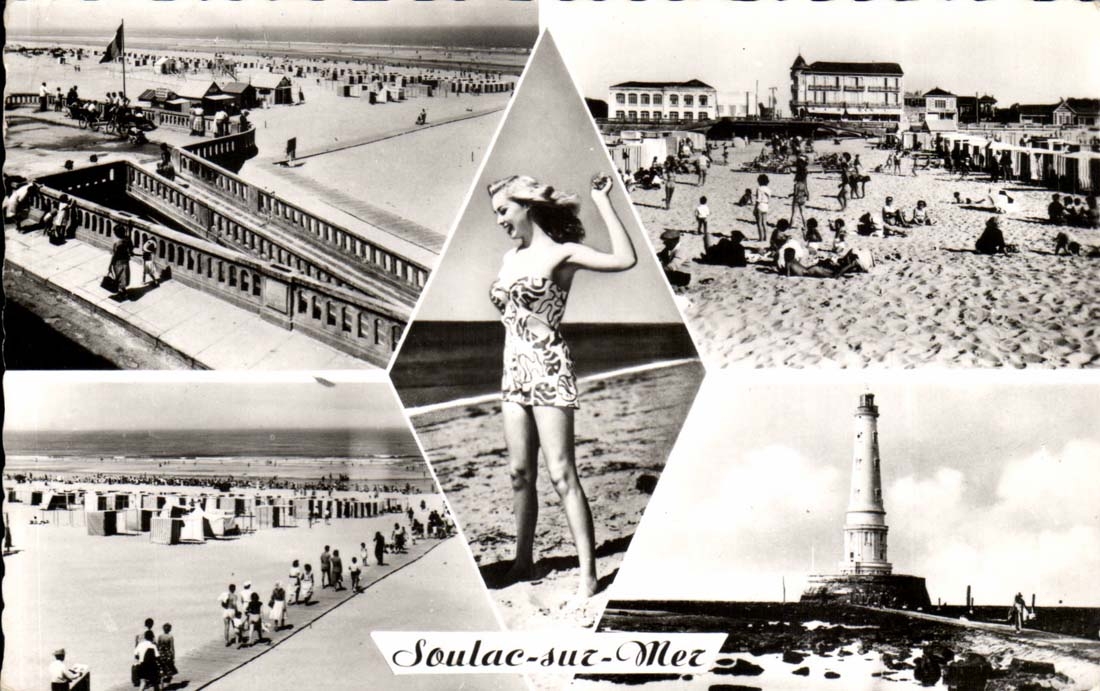 Soulac Sur Mer - Souvenir femme - phare - lighthouse - CPA 