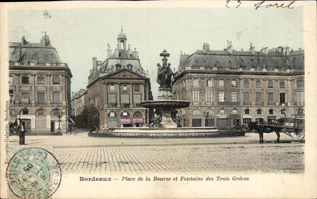 Bordeaux - Place de la Bourse et Fontaine des Trois Graces - CPA 