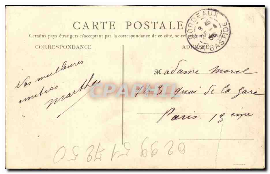 Bordeaux - Place de la Bourse et Fontaine des Trois Graces - CPA  — Verso