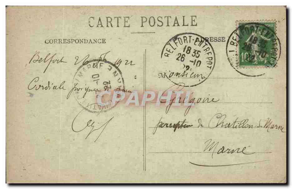 Belfort - Le Chateau et le Lion En Bas L'Arsenal la Prison - CPA  — Verso