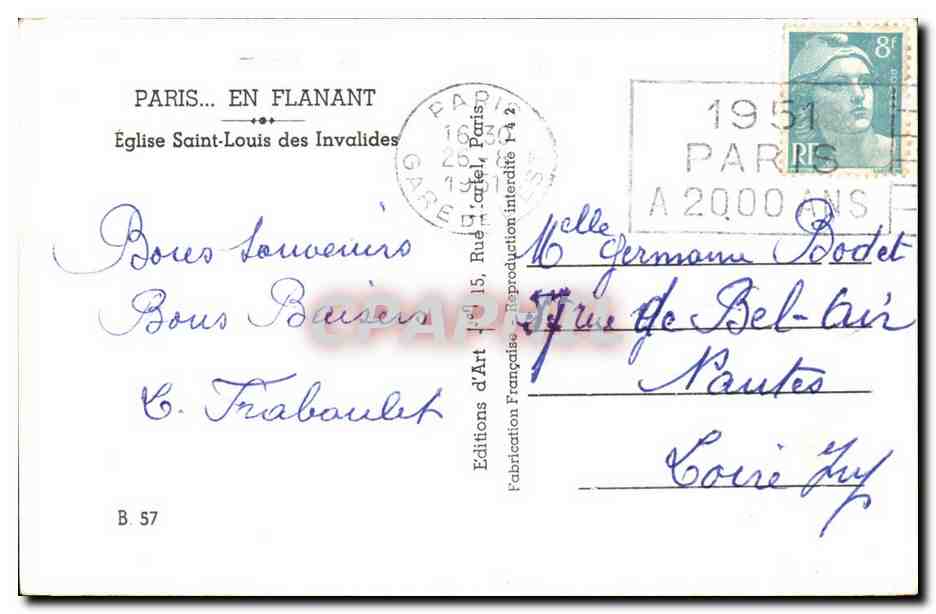 Paris 7 - Eglise Saint Louis et Les Invalides - CPA  — Rückseite