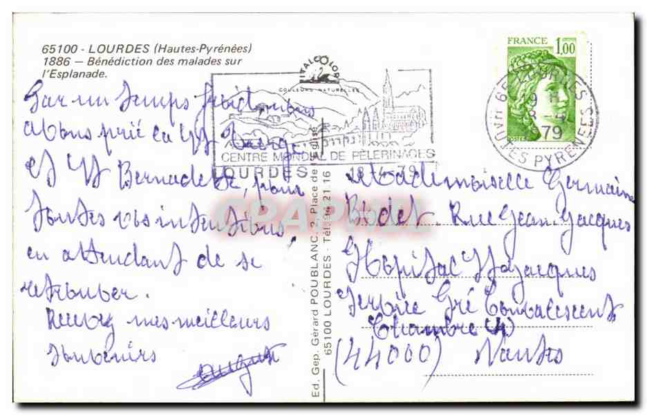 Lourdes — Bénédiction des malades sur l'Esplanade — Éd. Gep. Poulblanc — Achterkant