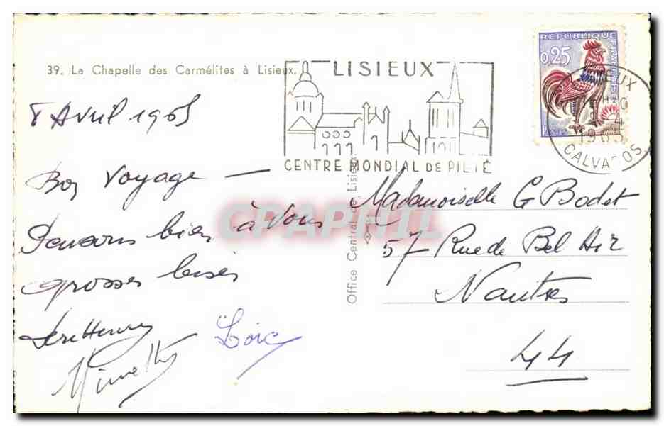La Chapelle des Carmélites à Lisieux — Centre Mondial de Pilié — n°39 — Rückseite