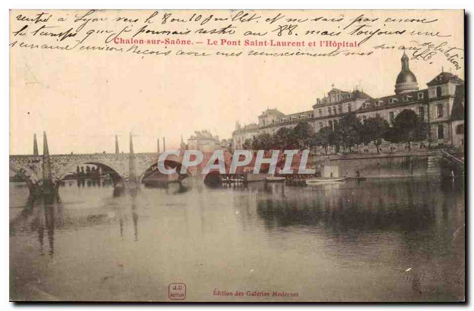 Chalon sur Saone Le Pont saint Laurent et l'Hopital CPA 