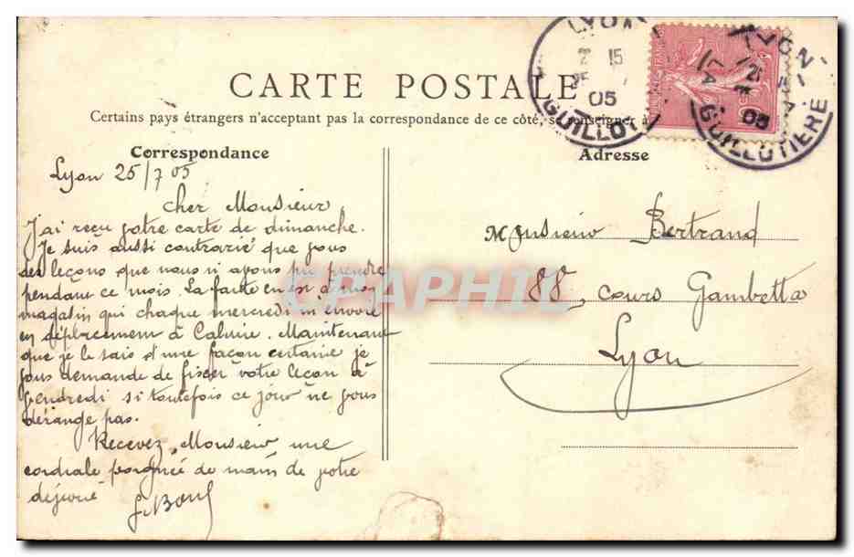 Lyon - Hopital de la Croix Rouge CPA  — Verso