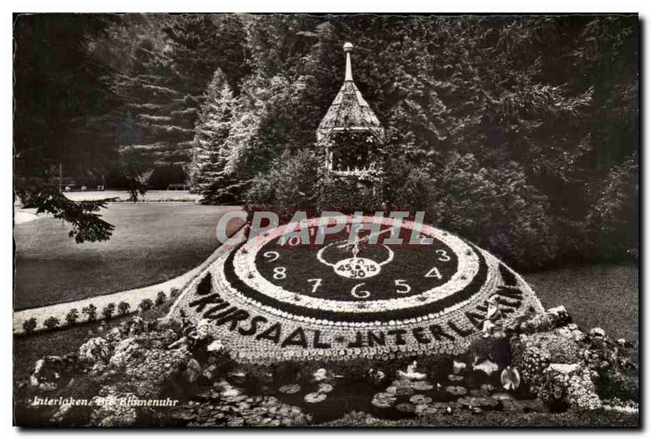 Austriche - Austria - Kursaal Interlaken Horloge - fleurs CPA 