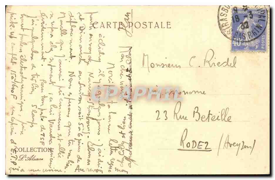 Strassburg - Strasbourg - La Petite France CPA  — Verso