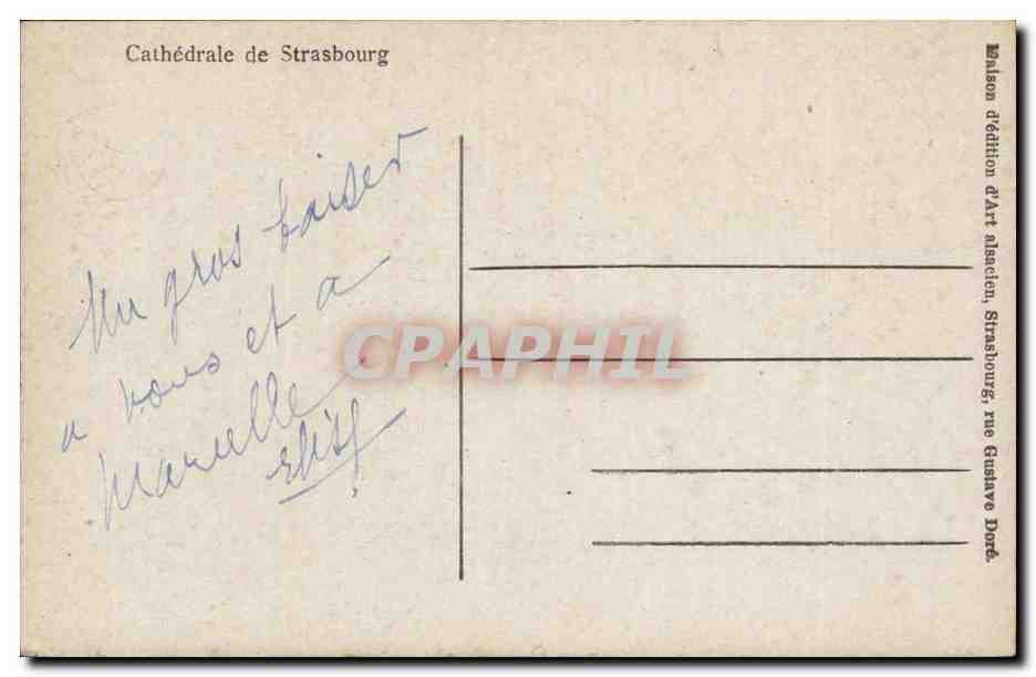 Strassburg - Strasbourg - La cathedrale CPA  — Verso