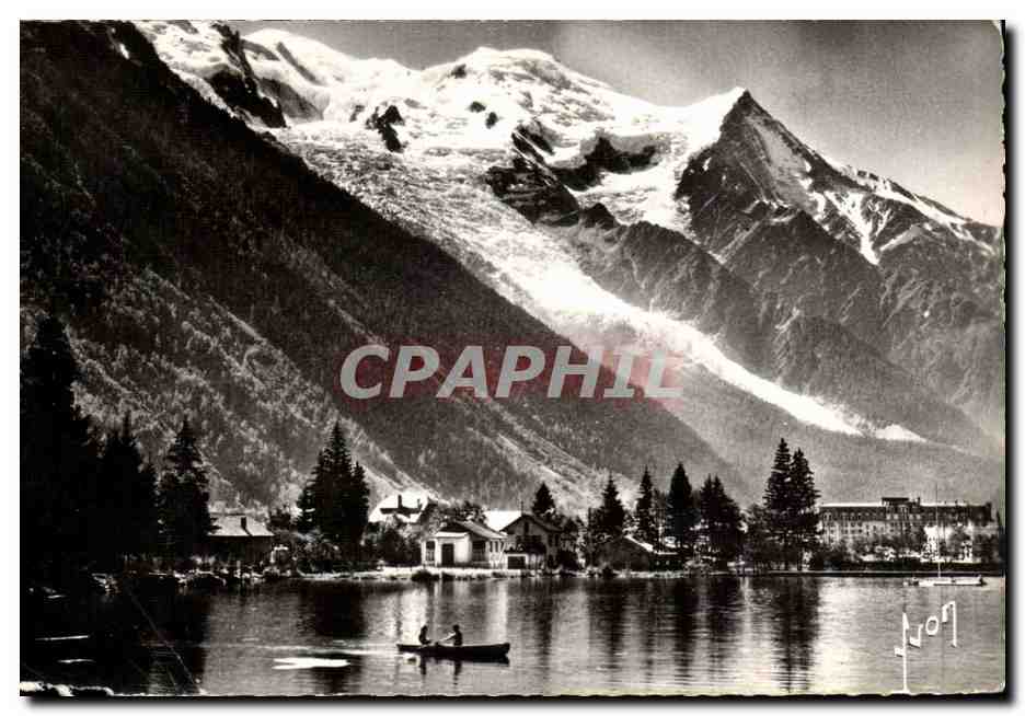 Chamonix - Le lac Le Mont Blanc Le Dome et l'Aiguile du Goutr - CPA 