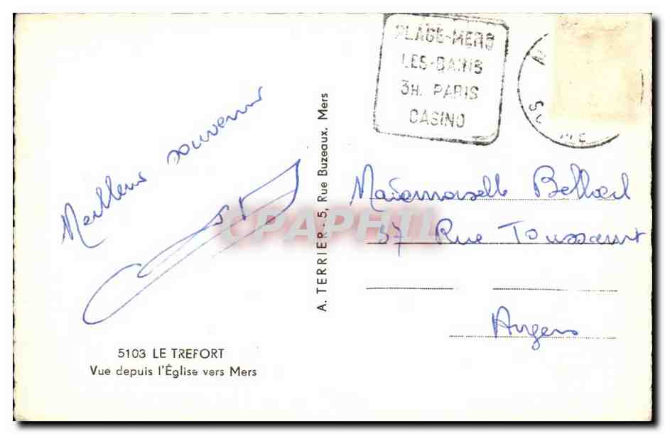 Le Treport - Vue depuis l'Eglise vers Mars - CPA  — Verso