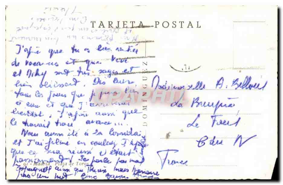 Plaza de Toros de Madrid — corrida de taureaux — éditeur Dominguez — Verso