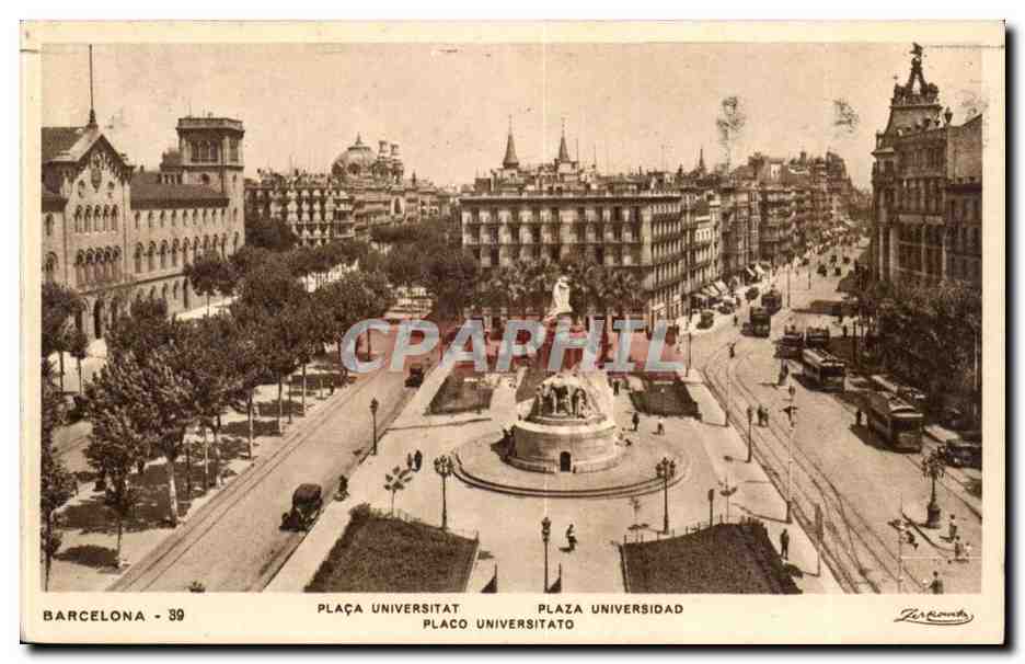 Barcelona - Espana - Espagne - Spain - Placa Universitat Plaza Universidad - CPA 