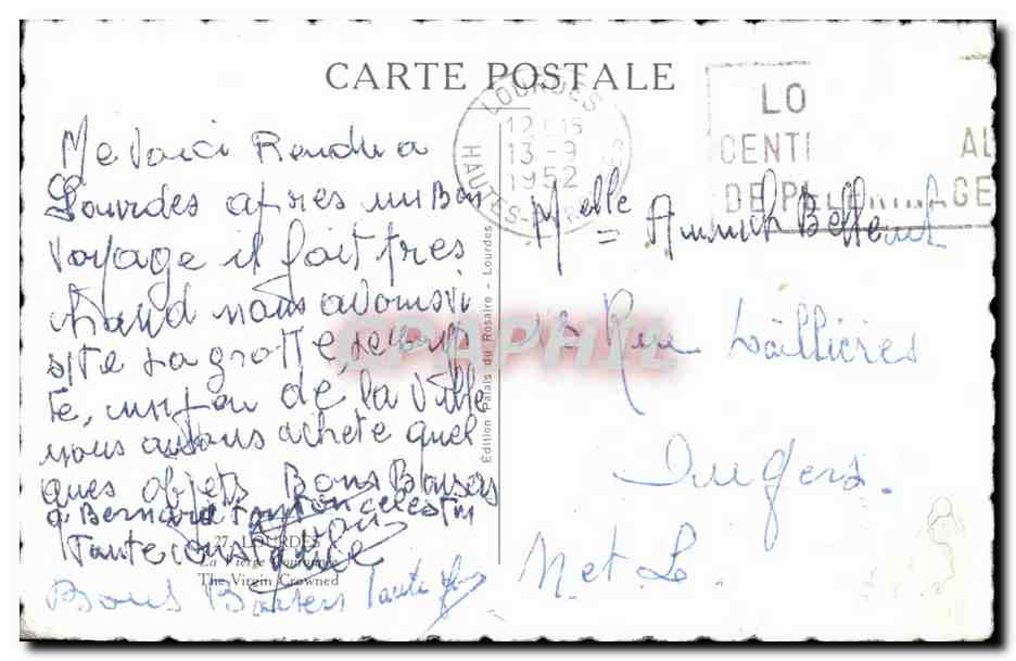 Lourdes - la Vierge - CPA  — Verso