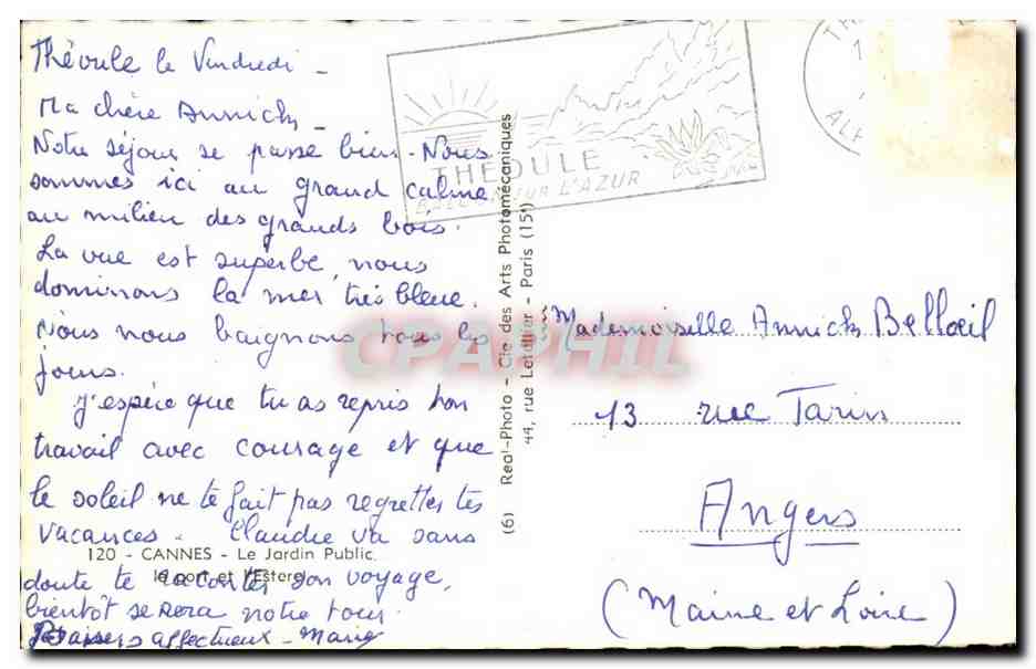 Cannes - Le Jardin Public - CPA  — Rückseite