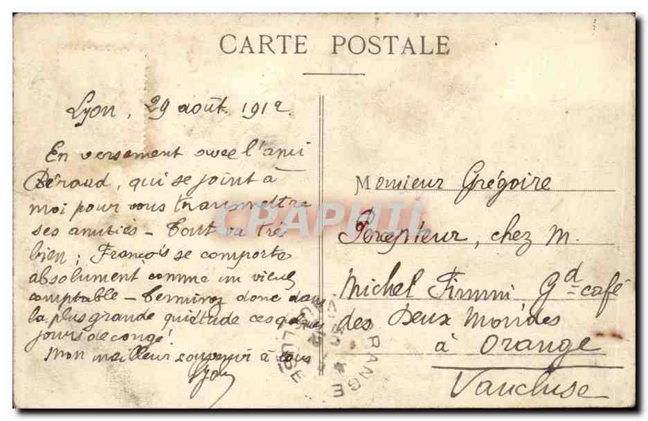 Lyon -Place du Pont et Cours Gambetta - CPA  — Rückseite