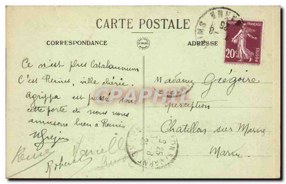 Reims — Porte de Mars — Arc de Triomphe gallo-romain (IVe siècle). — Reverso
