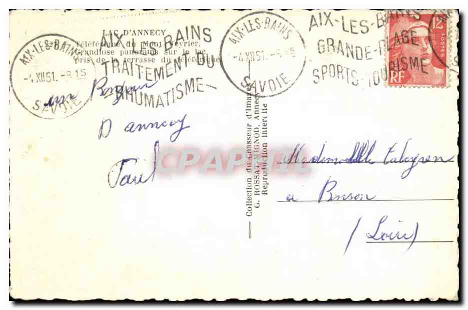 Aix les Bains - Traitment du Rhumatisme - - CPA  — Verso