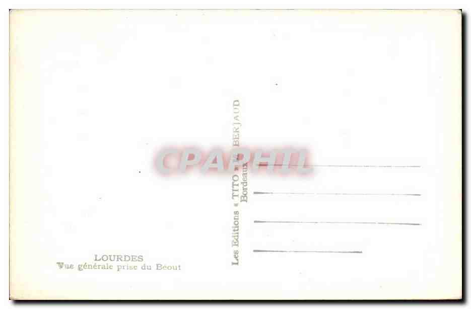 Lourdes - Vue Generale prise du Beout - CPA  — Verso