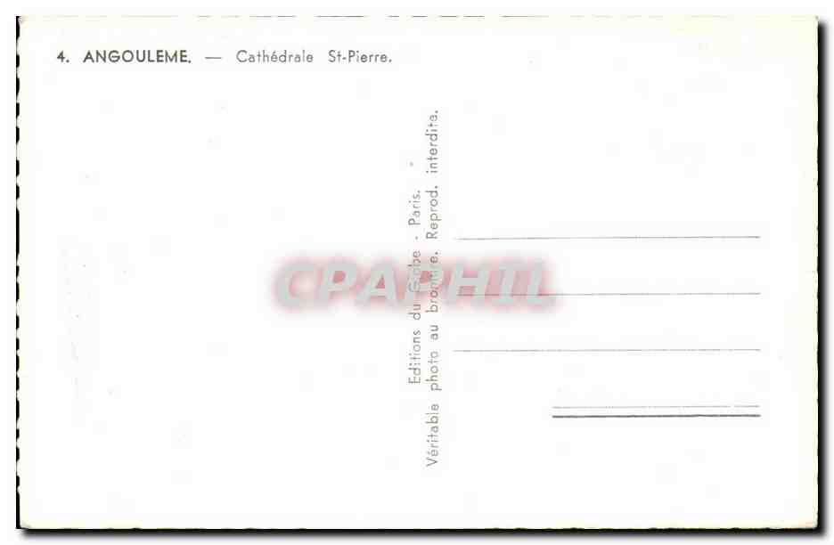 Angouleme - Cathedrale Saint Pierre - CPA  — Rückseite