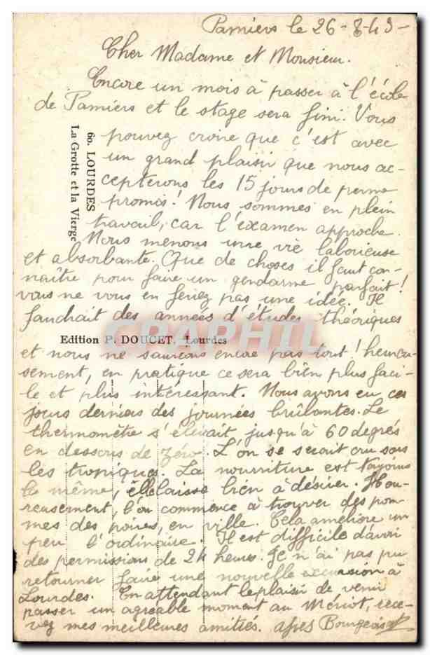 La Grotte de la Vierge — Lourdes — Édition P. DOUCET — Rückseite