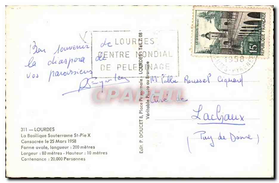Lourdes - la Basilioque sousterraine St Pie X - CPA  — Verso