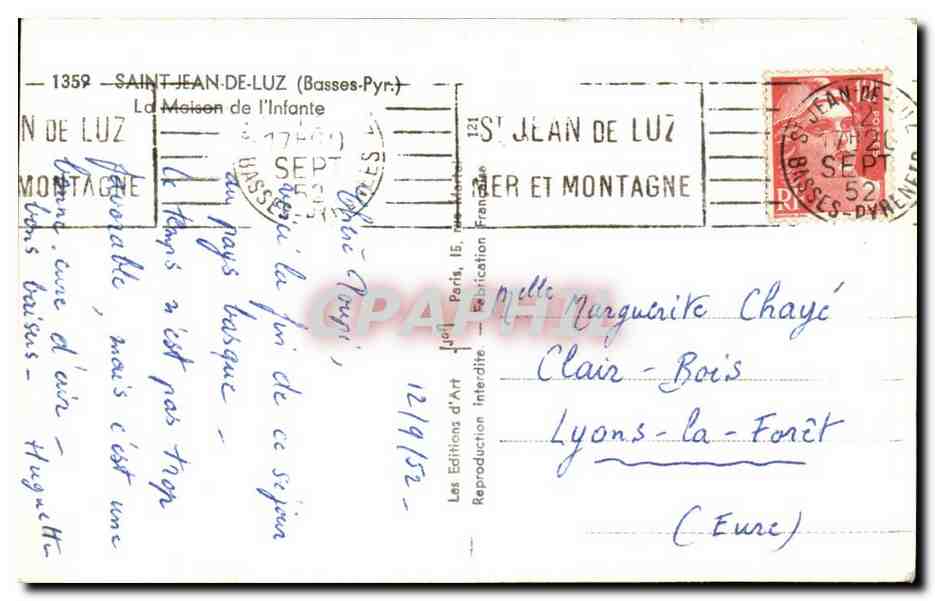La Maison de l'Infante — Saint-Jean-de-Luz — Éditions d'Art — Achterkant