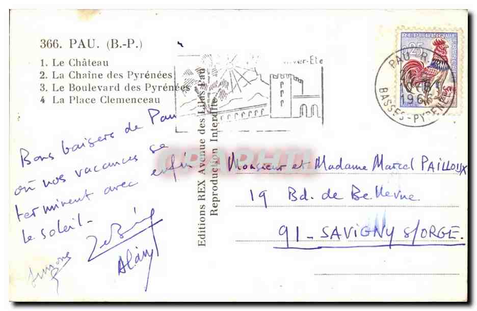 Pau - Souvenir - CPA  — Verso