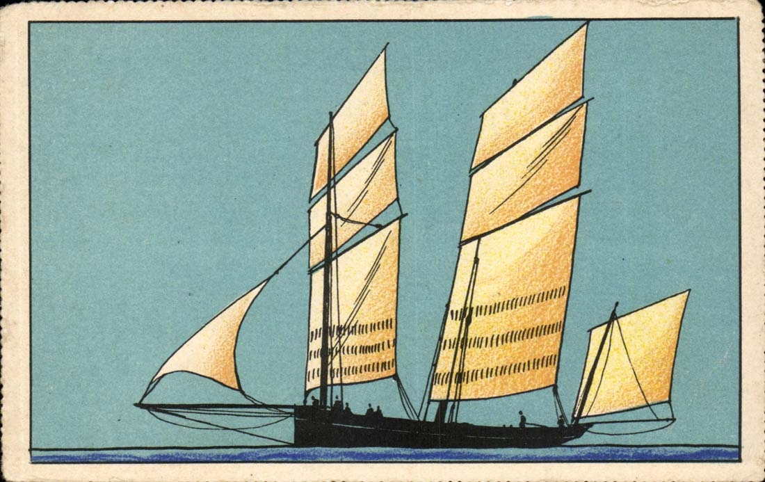 Navire à voiles — illustration stylisée — Carte postale