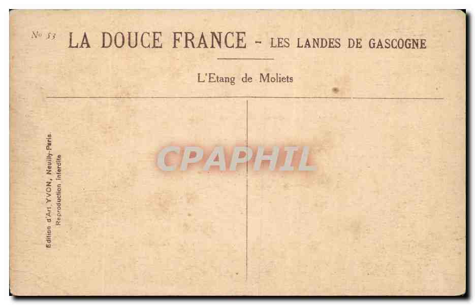 L'Etang de Moliets — Les Landes de Gascogne — Édition d'Art YVON, Neully-Paris — Verso