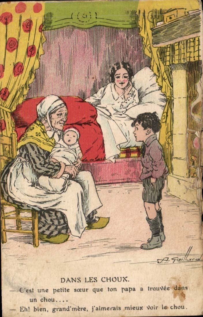 Une soeur que ton Papa a trouvee dans un chou J'aimerais mieux voir le chou - CPA 