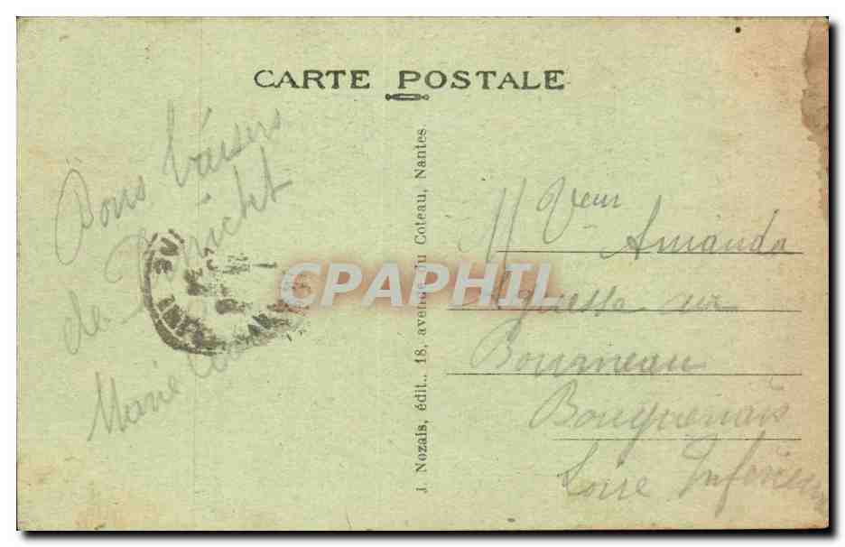 Sainte-Marguerite-sur-Mer — Sous les Pins en bordure de l'Océan, au large le rocher Pierre Percée — J. Nozals, édil. 18, avenue du Coteau, Nantes — Verso