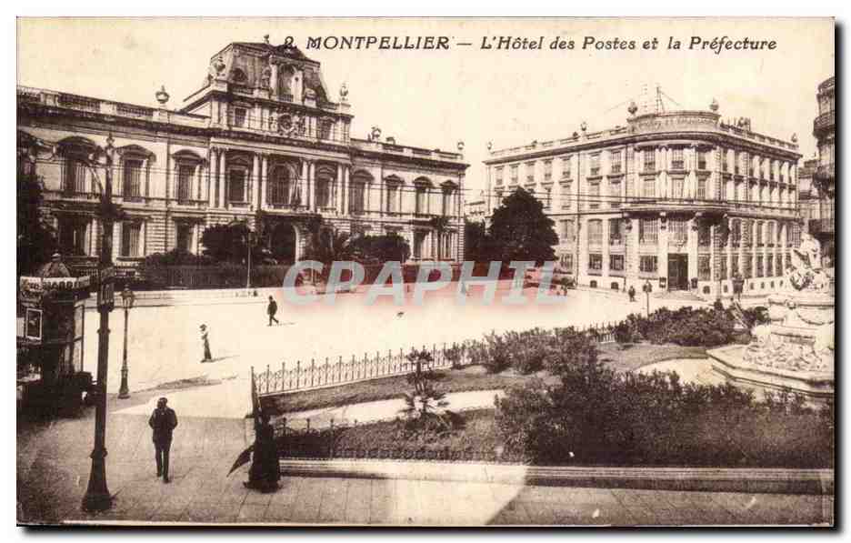CPA Montpellier Hotel des Postes et la prefecture