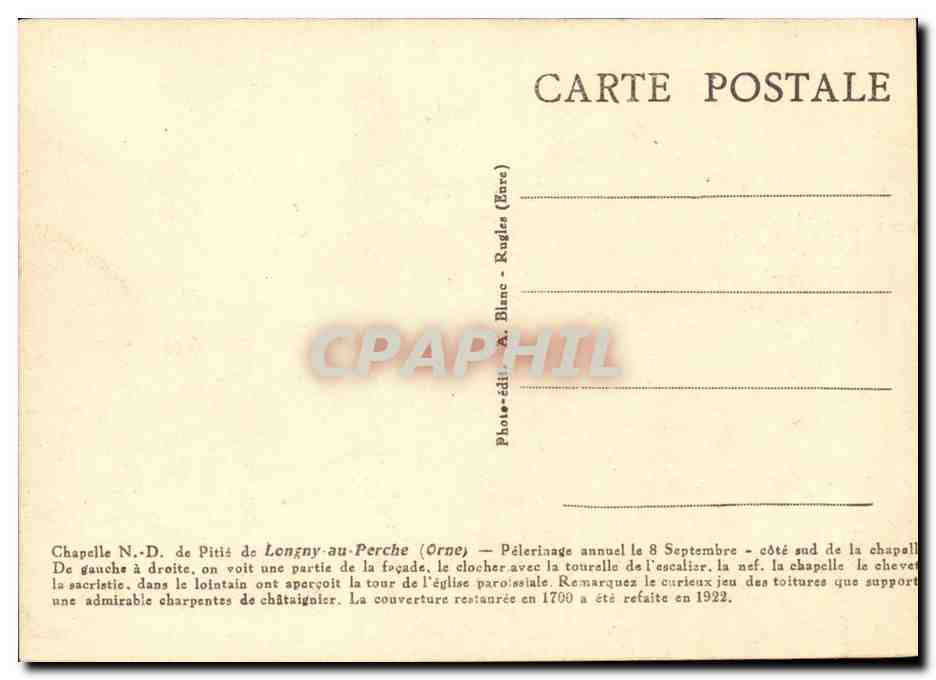 CPA Chapelle ND de Pitie de Longny au Perche  — Rückseite