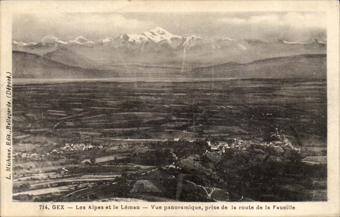 Gex - Les Apes et le Leman - Vue Panoramique prise de la route de la faucille - CPA 