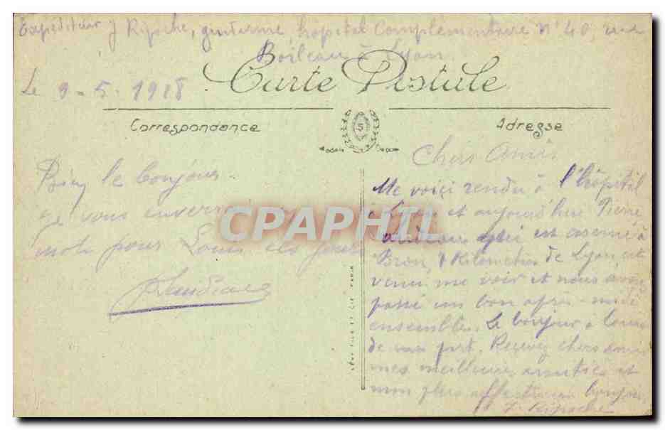 Lyon - Pont de la Guilotiere et Hotel Dieu - CPA  — Verso
