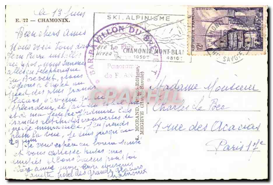 Chamonix - Teleferique Plan Praz Brevent - CPA  — Verso