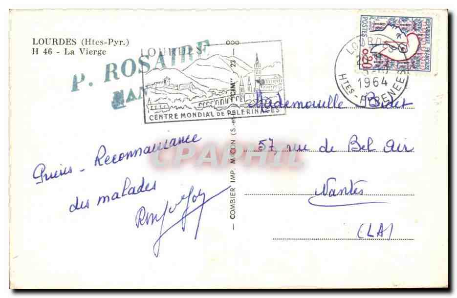 Lourdes - La Vierge - CPA  — Verso